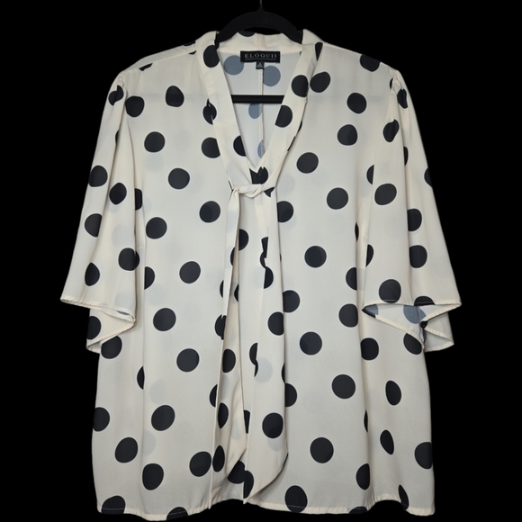 Eloquii Bow Tie Blouse With Flutter Sleeves Size 16 - Picture 2 of 7